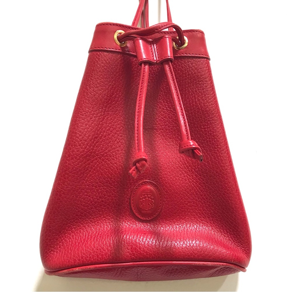 Mark Cross NY Red Leather Bucket Drawstring Backpack - Picture 2 of 9